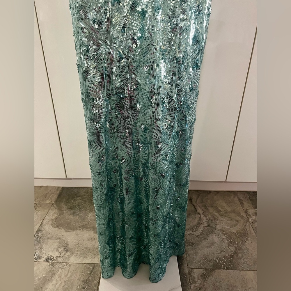 Speechless Seafoam Light Blue Sequin Maxi Slip Dress Size 3 Juniors Prom Gown - Picture 9 of 16